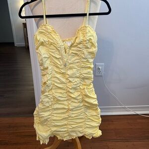 MARBLE Sunny Yellow Ruched Dress